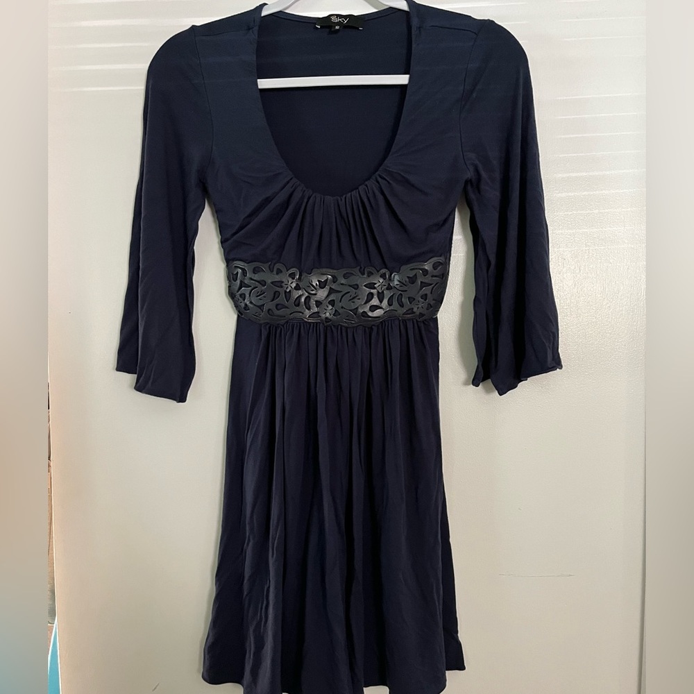 Stretchy Navy Flowy Dress